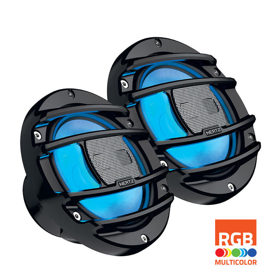 Hertz 150W 6.5" HMX 6.5 S-LD RGB LED IP65 Marine Speakers - Black