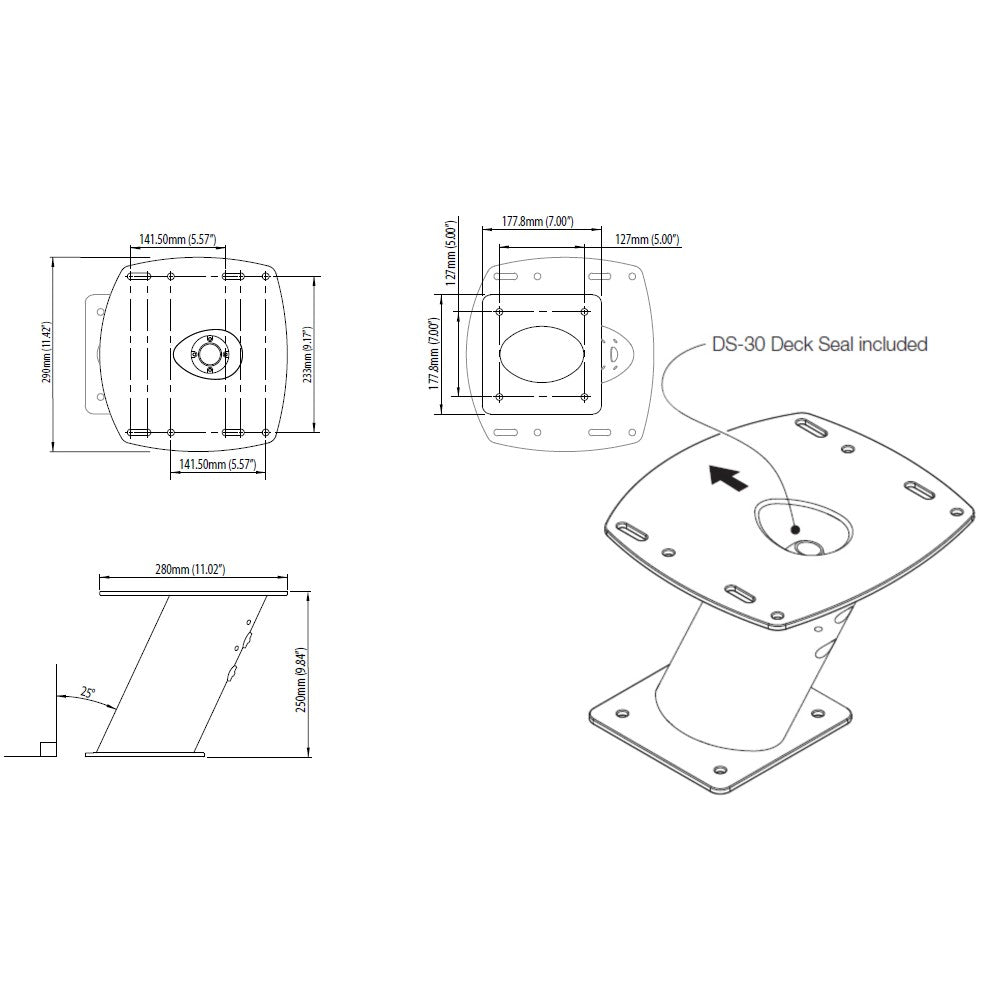 Scanstrut 250mm Aluminium Power Tower Black