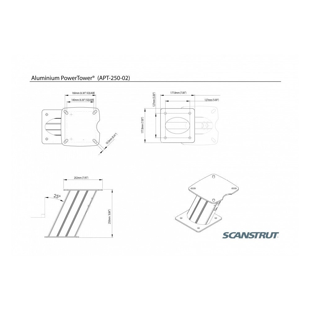 Scanstrut APT-250-02 Aluminium 250mm Power Tower