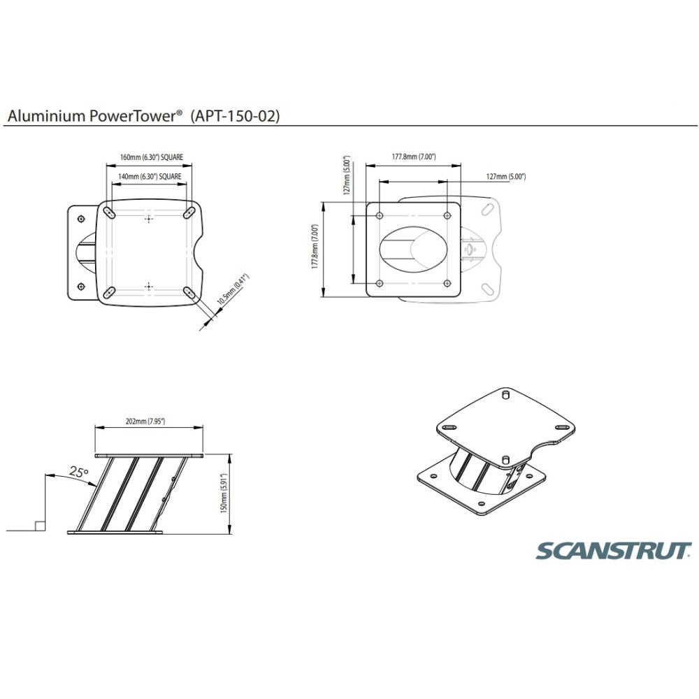 Scanstrut APT-F-150-02 Aluminium 150mm Furuno Power Tower