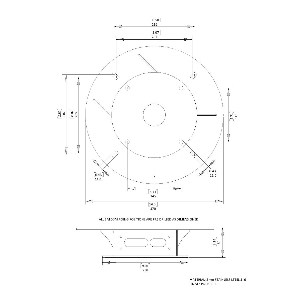 Scanstrut SC80 Stainless Steel Antenna Mount