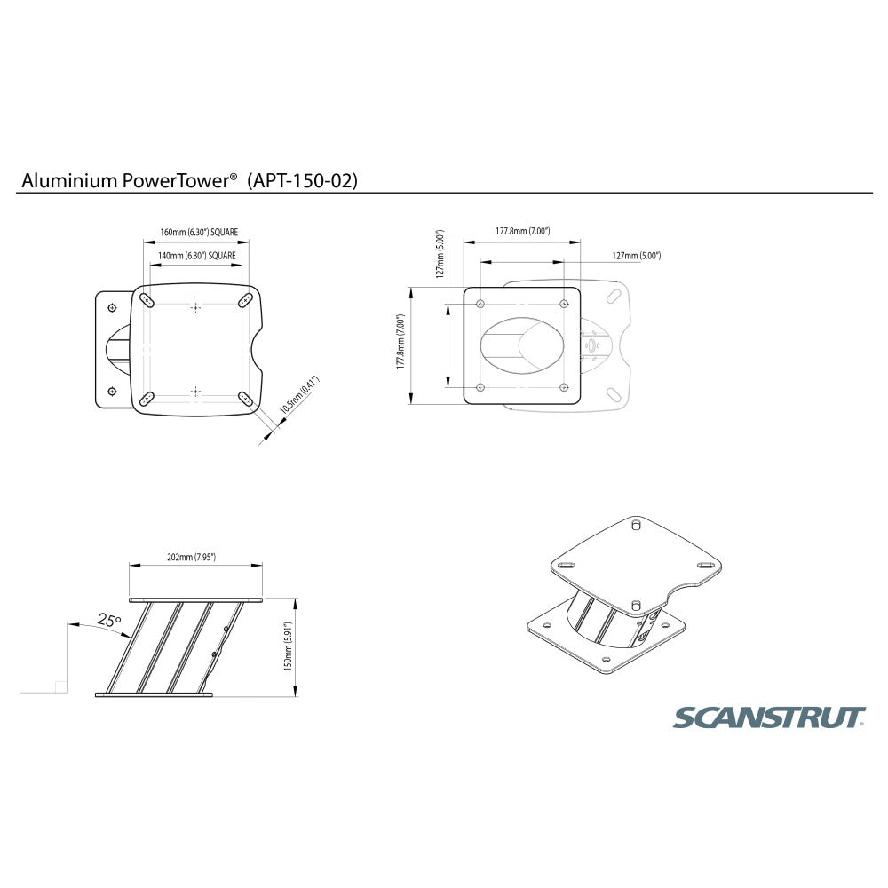 Scanstrut APT-150-02 Aluminium 150mm Power Tower