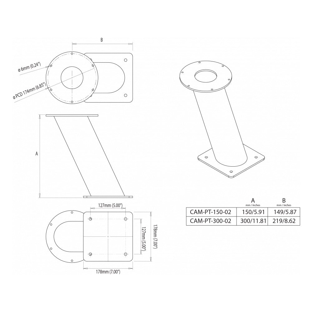 Scanstrut CAM-PT-150-02 M100/200 Camera Power Tower - 150mm