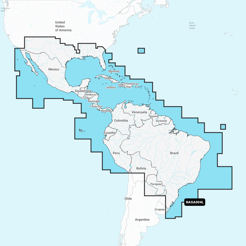 Navionics+ Large Chart: SA004L -  Mexico, Caribbean to Brazil