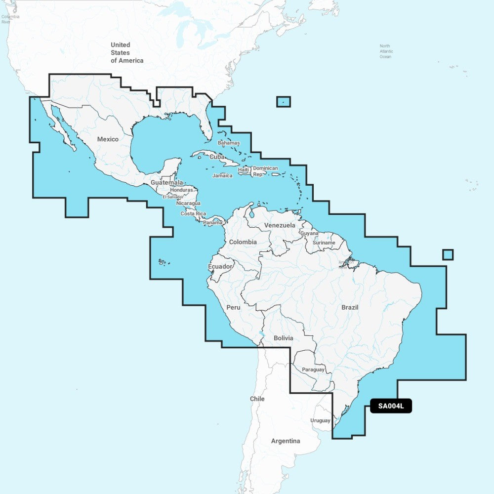 Garmin Navionics + Chart: SA004L - Mexico, Caribbean to Brazil